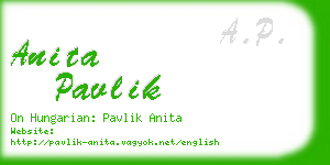 anita pavlik business card